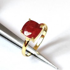 Raw Ruby gemstone silver ring